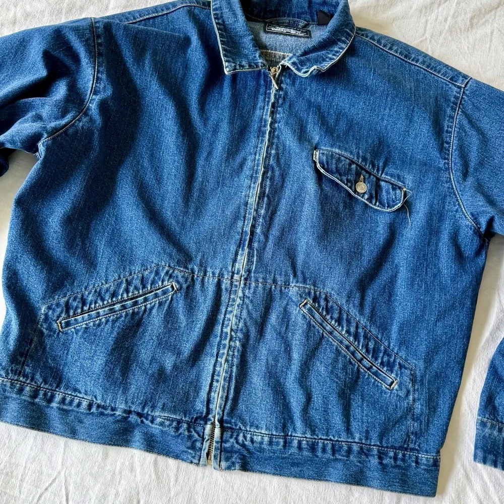 Vintage 80's Levi's Jacket L/XL Dark Wash Denim White Tag 1Q'97‎ Full Zip